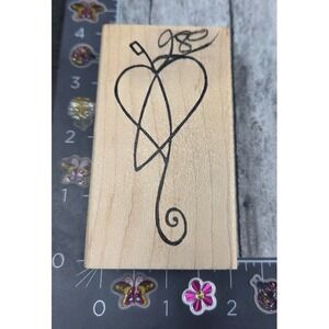 Impressions Heart Flourish Design  Rubber Stamp Wood #V90